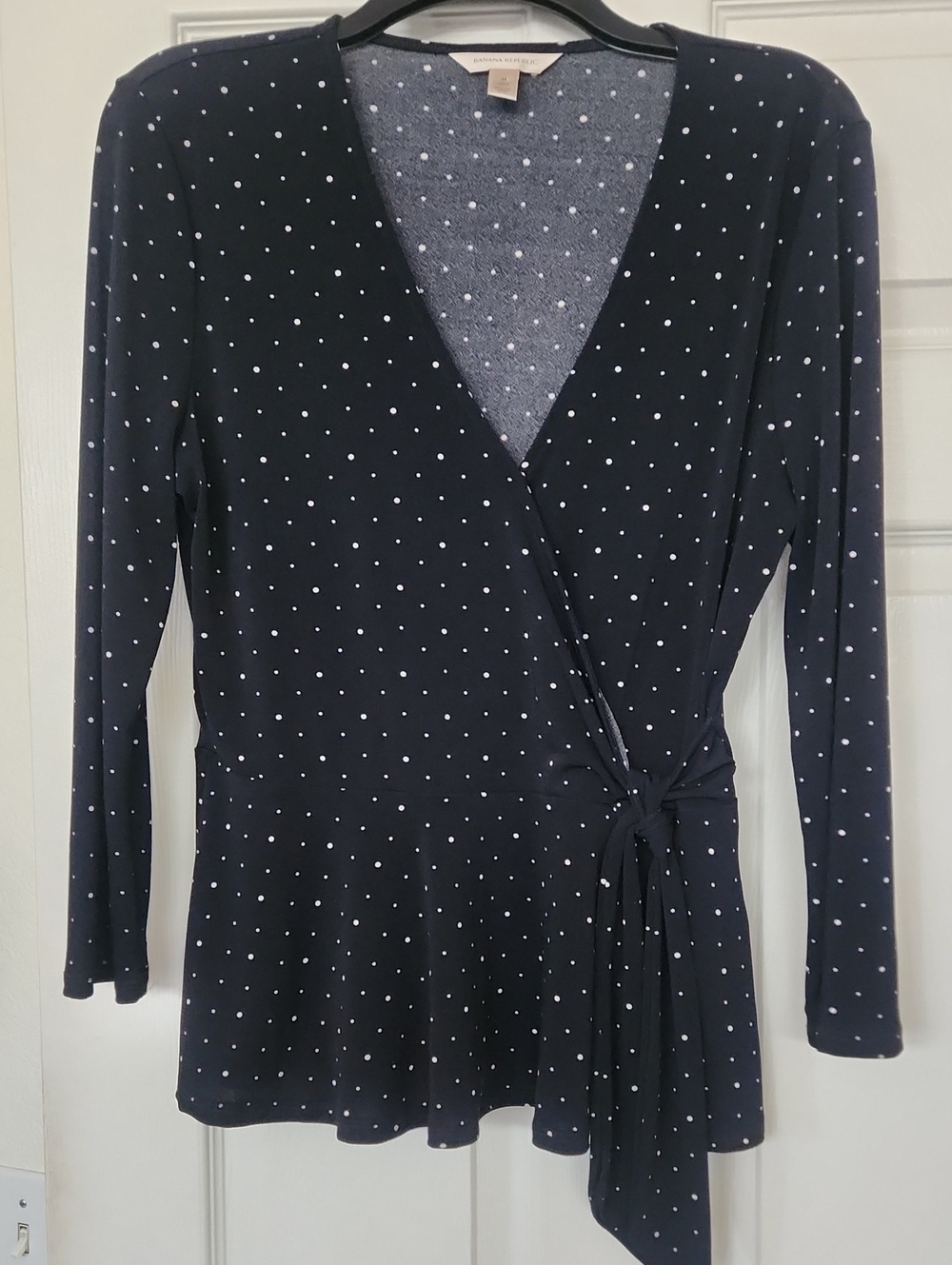 Banana Republic Black Polka Dot Wrap Tunic